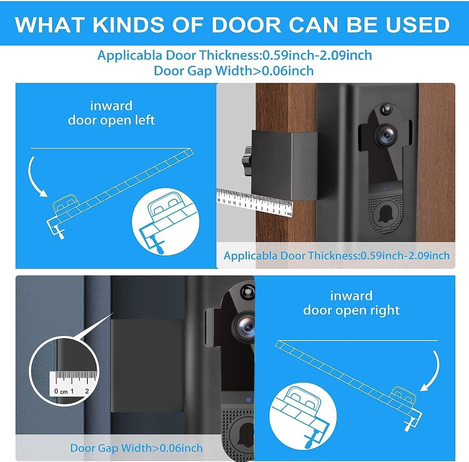 Doorbell Holder, No Drill Anti-Theft Video Doorbell Mount Compatible with Ring/Blink/EKEN/Aiwit/PASO/Tuck Doorbell, Adjustable Mounting Bracket Accessories for Houses, Apartments, Businesses