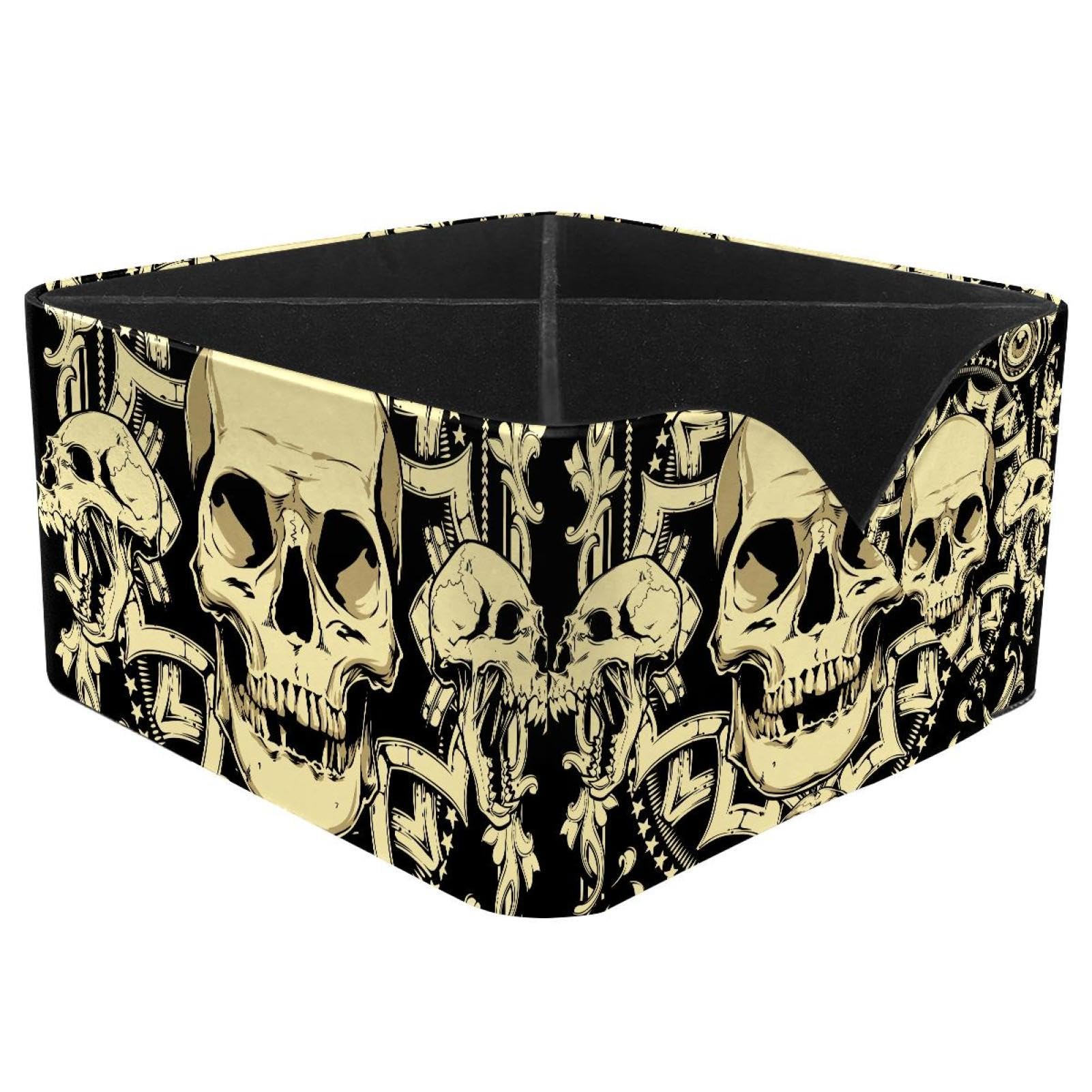 KengjuTesu Skeleton Skulls Desktop Organizer Pen Holder, Rectangular Pencil Cup for Office, Study and Makeup Stations