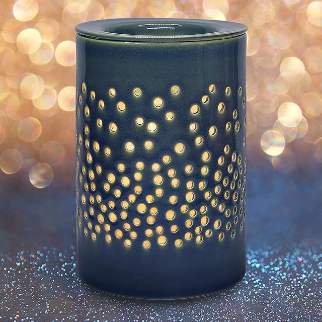 Bobolyn Ceramic Electric Oil Burner Wax Melts Warmer Melter Fragrance Oil Burner for Home Office Bedroom Living Room Gifts Decor (Blue-Halo House)