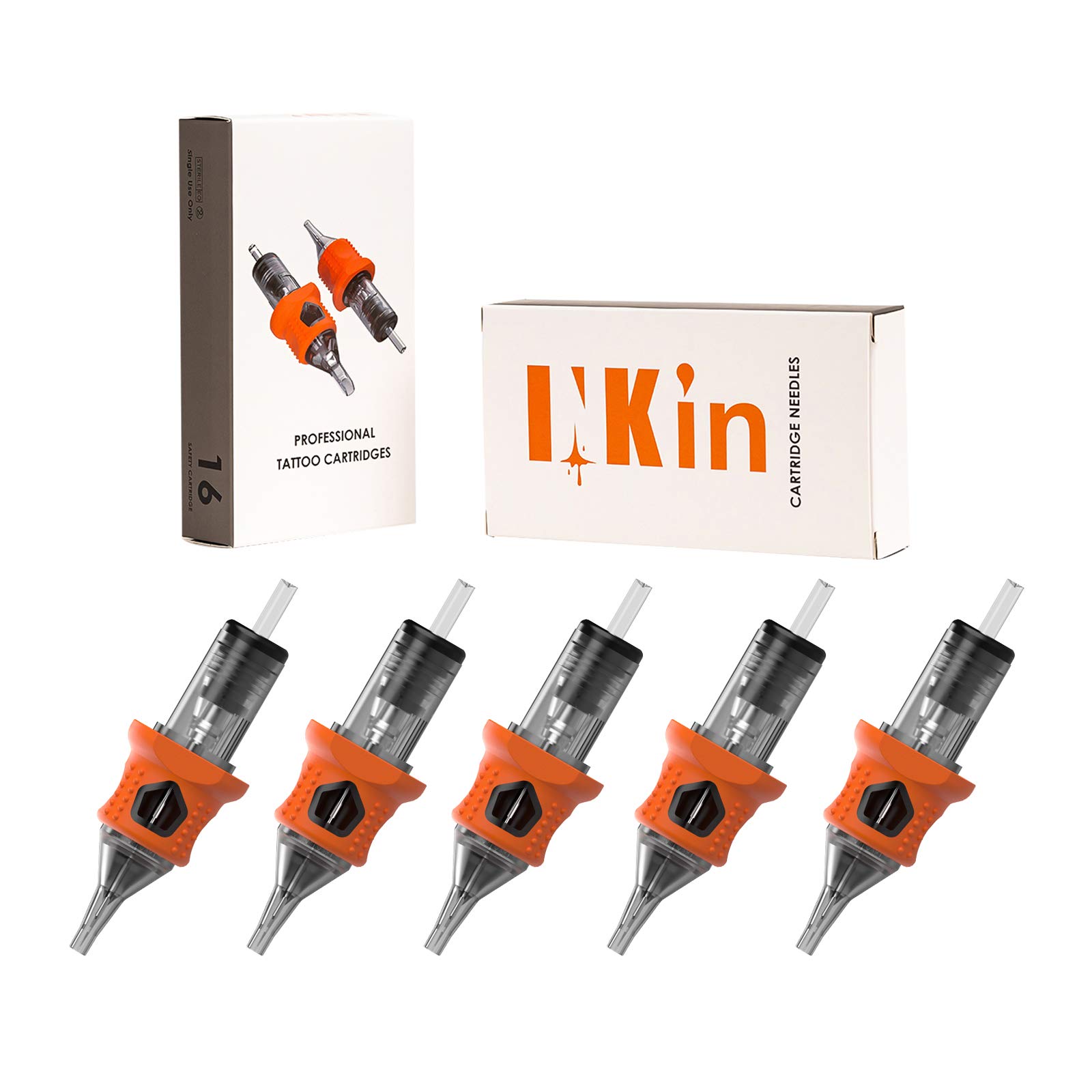 INKin 80Pcs Soft Silicone Tattoo Cartridge Needles Assorted 0.35mm Standard 3RS 5RS 7RS 9RS 14RS Rou