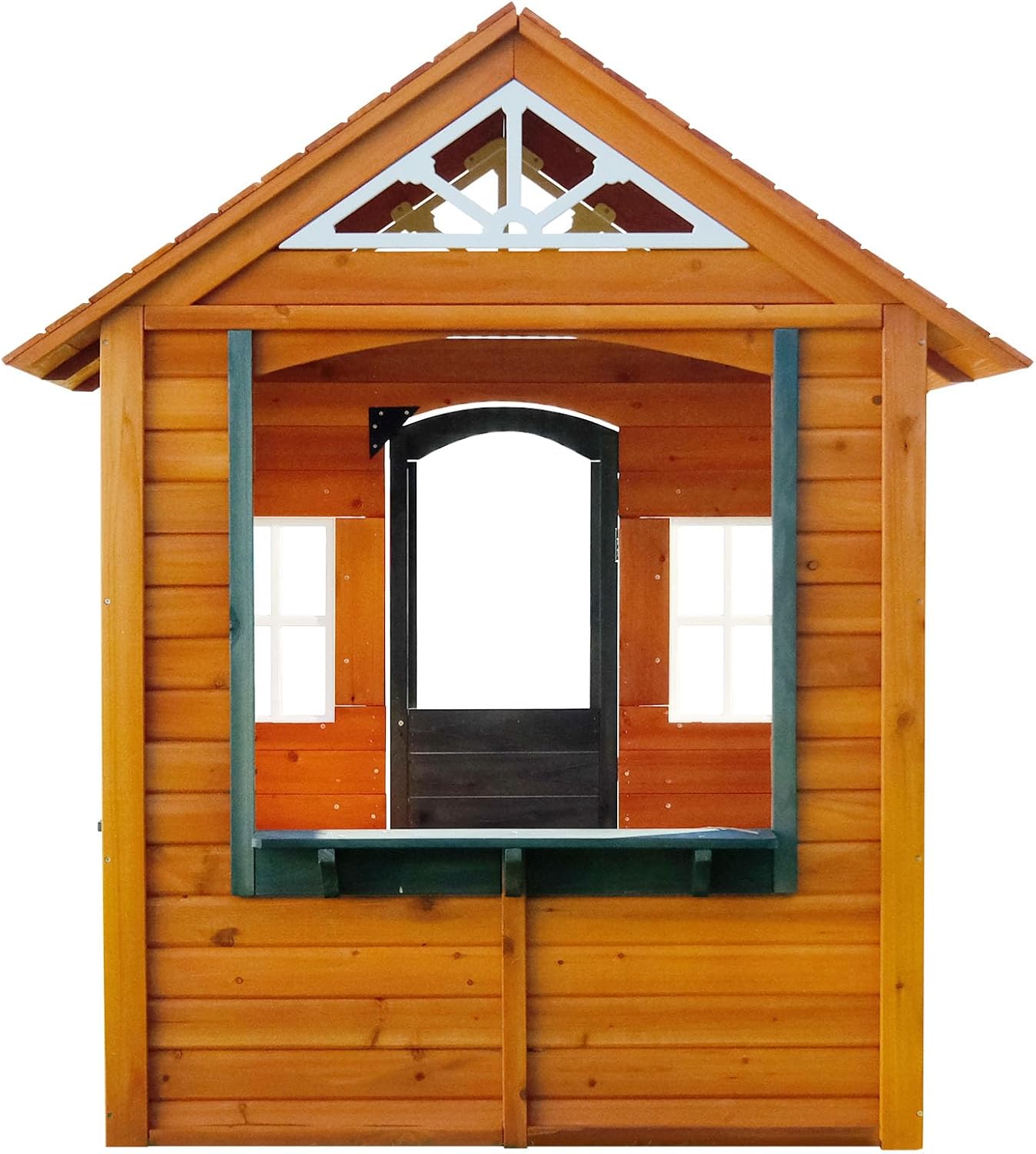 Sportspower My 1st Wooden Playhouse: Working Door, Open Concept Design and Flower Pot Holders Constructed from Premium Wood (Pre-Cut and Stained)