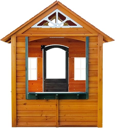 Miniatura 3 de Sportspower My 1st Wooden Playhouse puerta de trabajo, diseño de concepto abierto y soportes para macetas construidos con madera de primera calidad