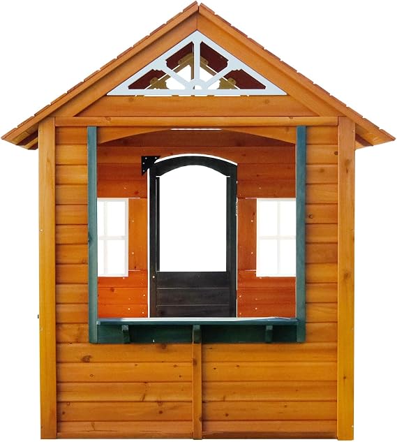 Sportspower My 1st Wooden Playhouse: Working Door, Open Concept Design and Flower Pot Holders Constructed from Premium Wood (Pre-Cut and Stained)