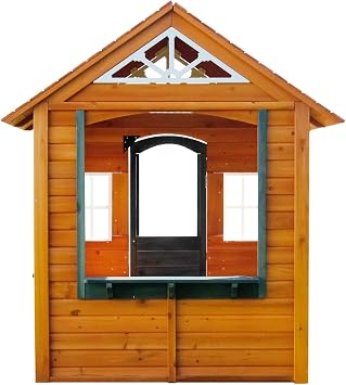 Sportspower My 1st Wooden Playhouse: Working Door, Open Concept Design and Flower Pot Holders Constructed from Premium Wood (Pre-Cut and Stained)