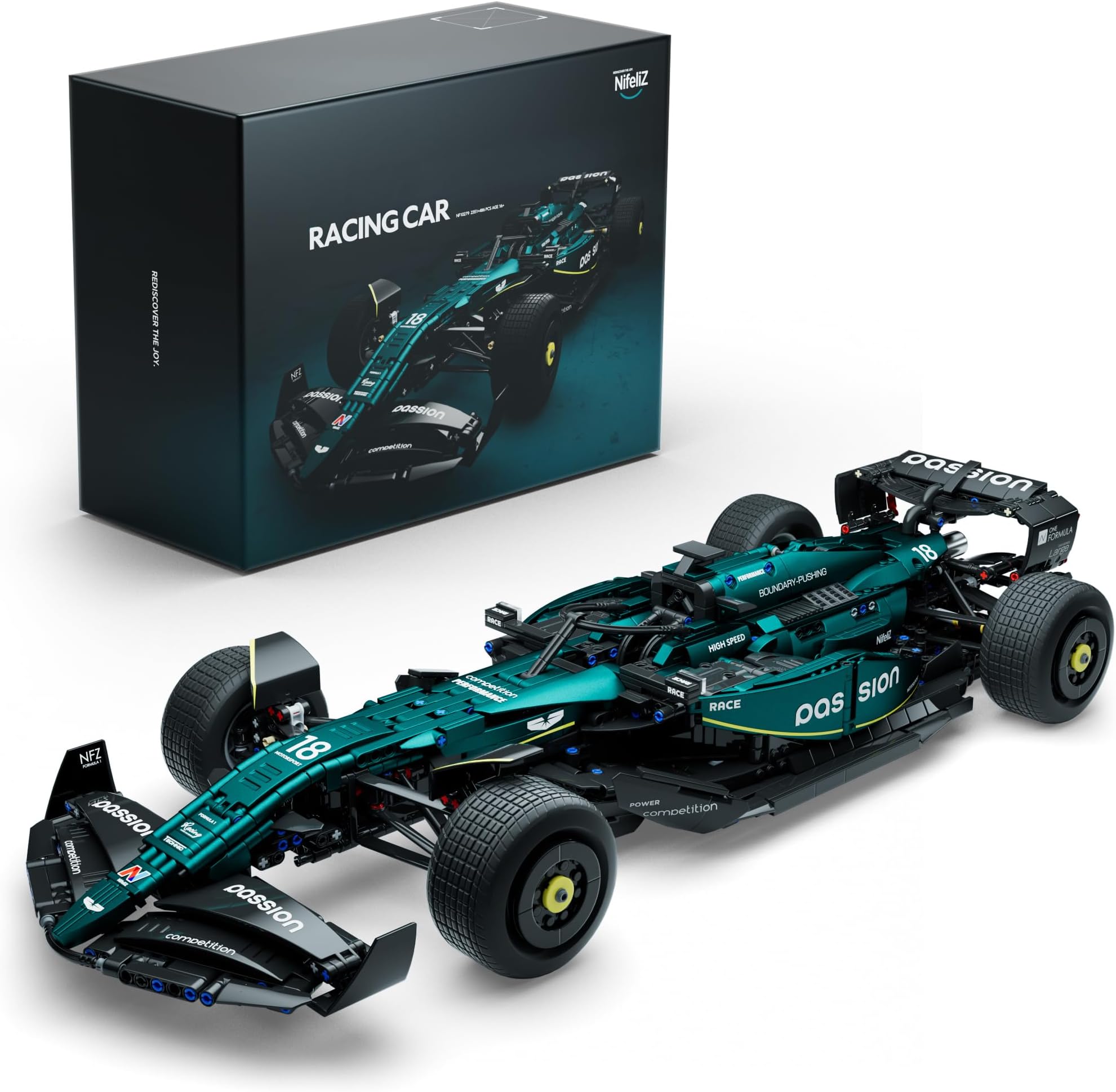 AM24 Racing Vehicle Construction Set, Technical Build Car for Adults, Gift for Men, Women (2351 Pieces, NF10279)