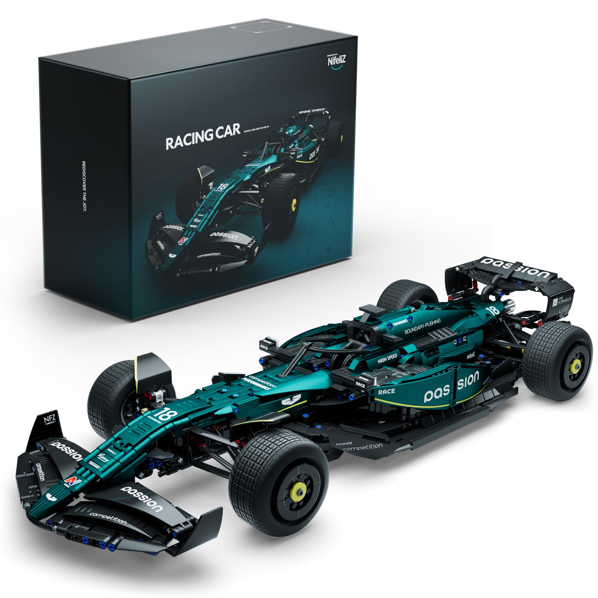 NifelizFormula 1 Racing Car Building Set, 1:8 Scale Collectible Set for Adults, Authentically Detailed Build and Display Model for Home or Office Décor (2351PCS, NF10279)