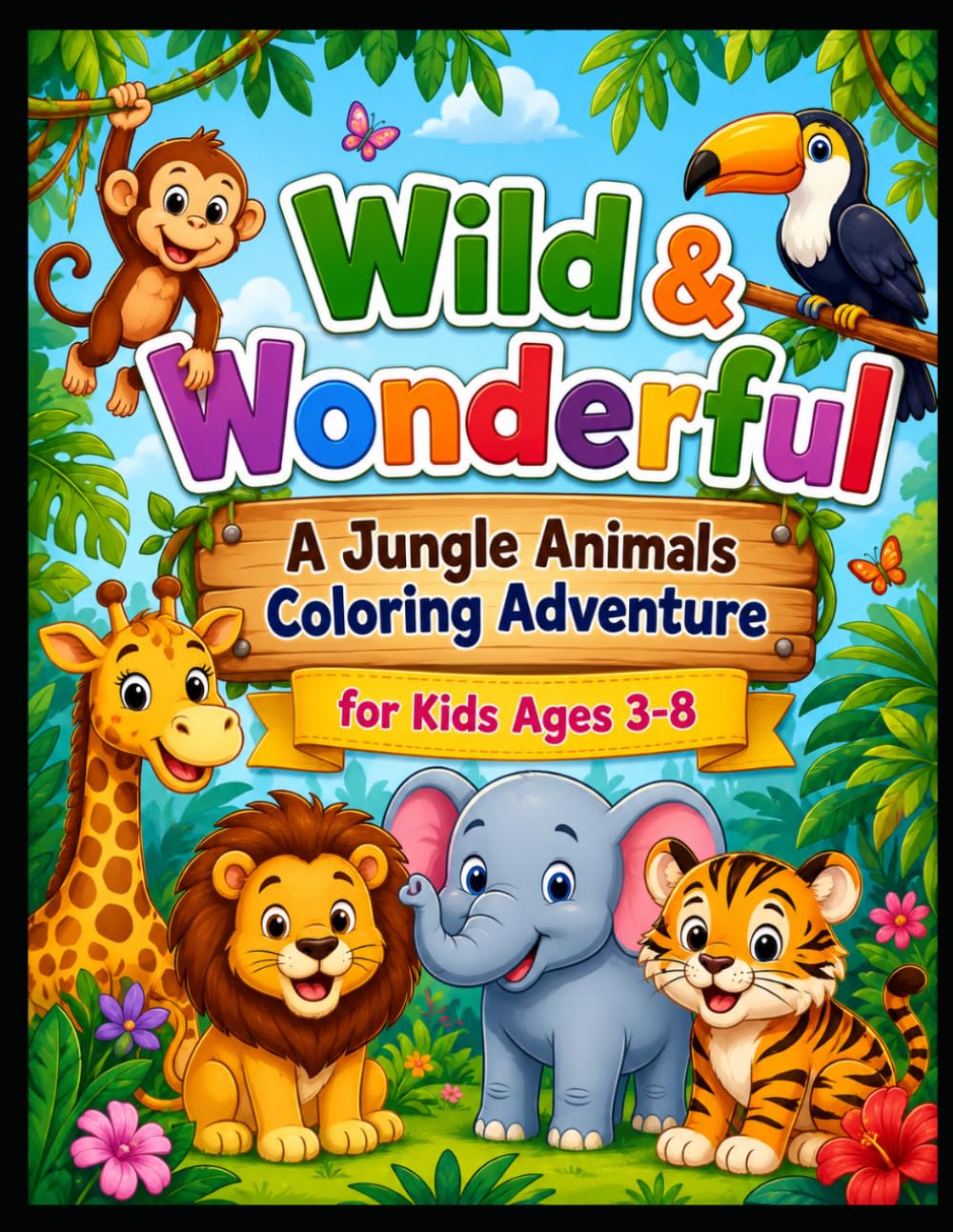 Wild & Wonderful – A Jungle Animals Coloring Adventure for Kids Ages 3-8