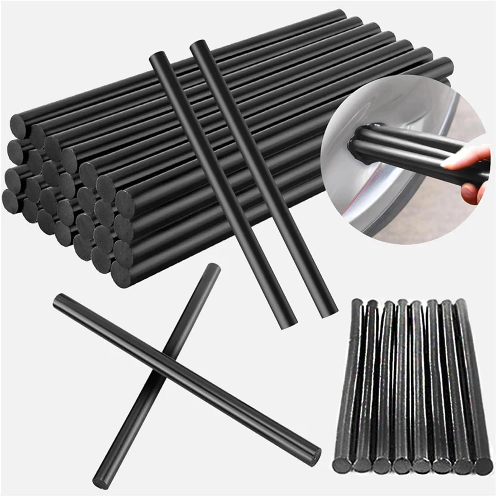 50 Pezzi Di Stick Di Colla A Caldo Neri Fai Da Te, Strisce Di Riparazione For La Rimozione Di Ammaccature Senza Vernice, Ad Alta Viscosità, Strumenti Di Estrazione Ad Adesione Forte.(11X270MM)