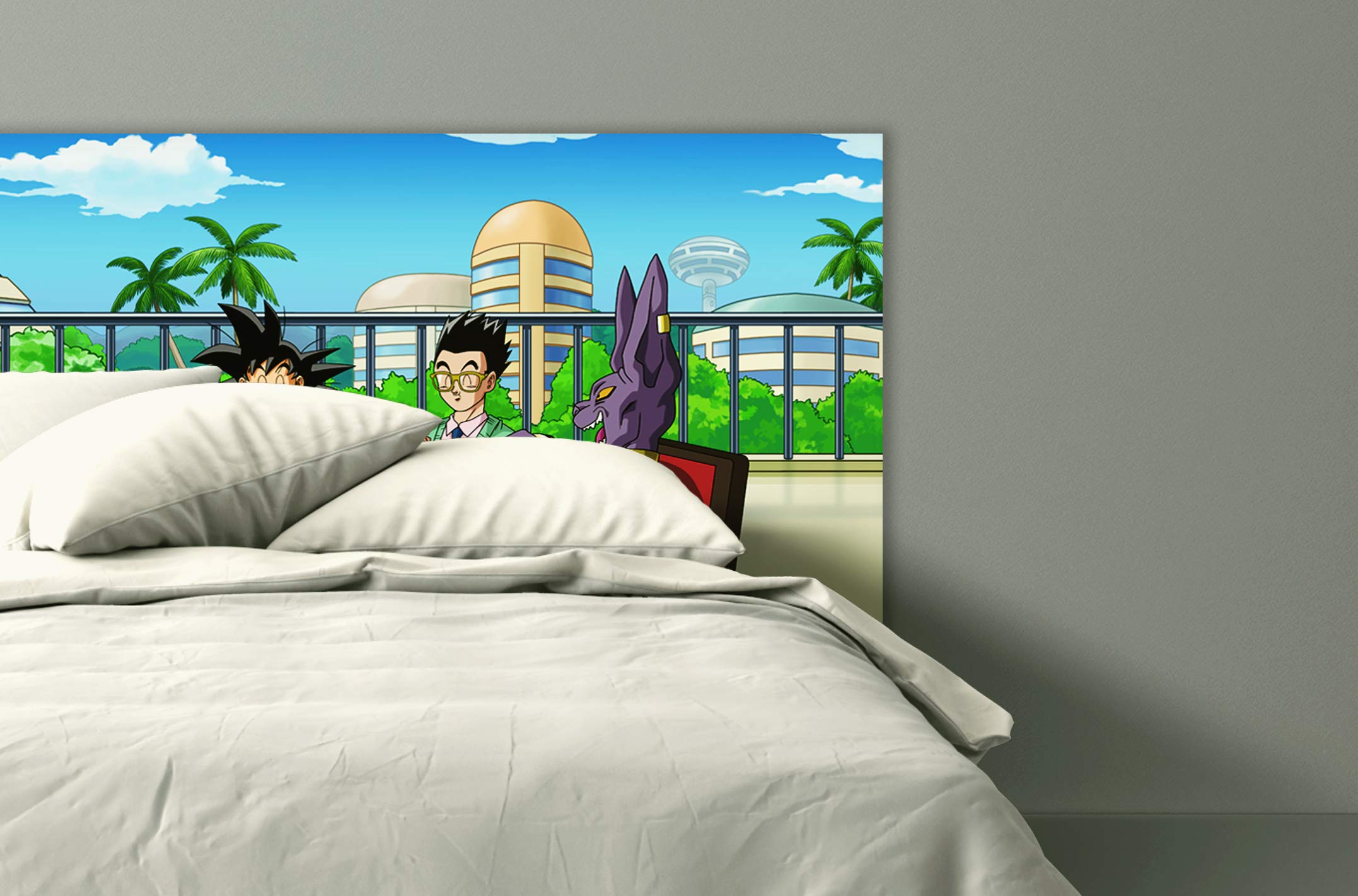 Oedim Cabecero Cama PVC Dragon Ball Super Comida de Personajes |115x60cm | Producto Oficial y Original | Cabecero Ligero, Elegante, Resistente y Económico | DBS