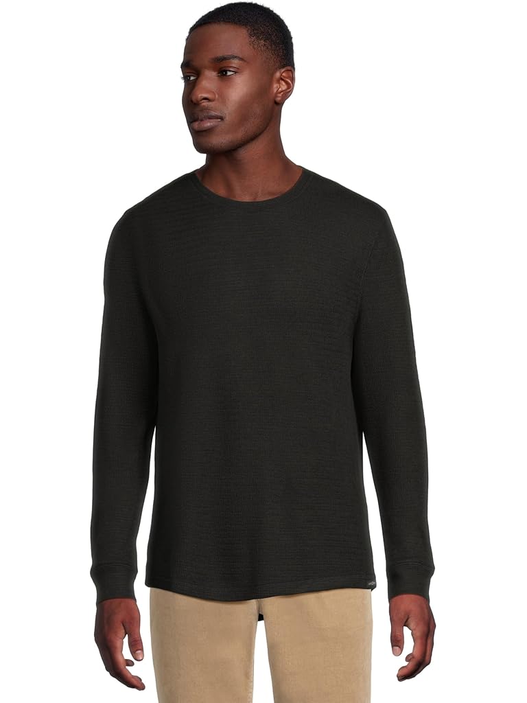 Black Liverpool Los Angeles Long Sleeve Textured Double Knit Crew Neck Shirt
