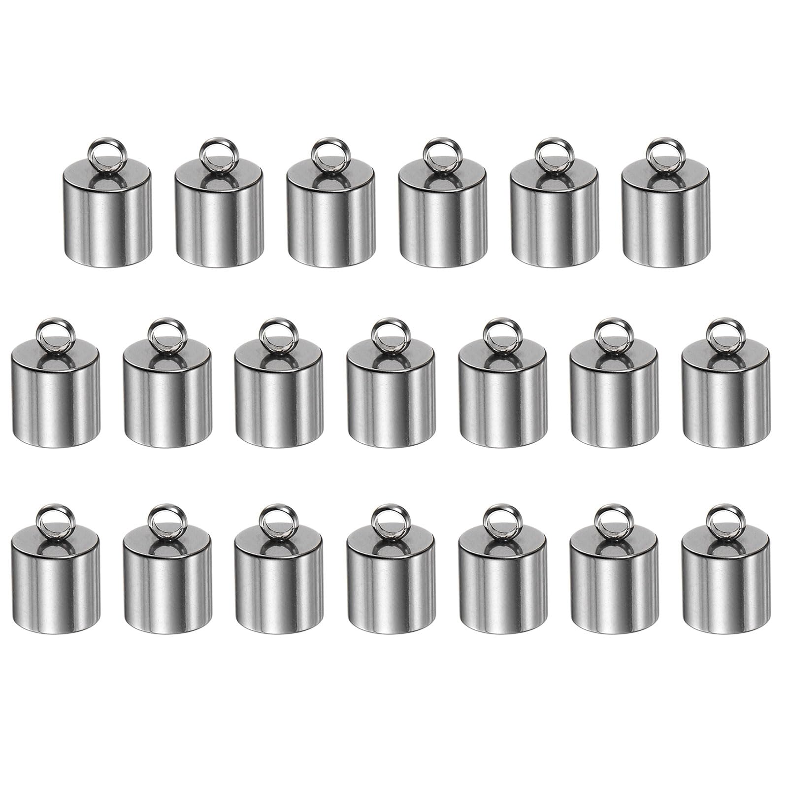 sourcing map 20Pcs Cord End Cap 8mm ID Stainless Steel Barrel End Caps for DIY Bracelets Necklaces Tassels, Stainless Steel Color