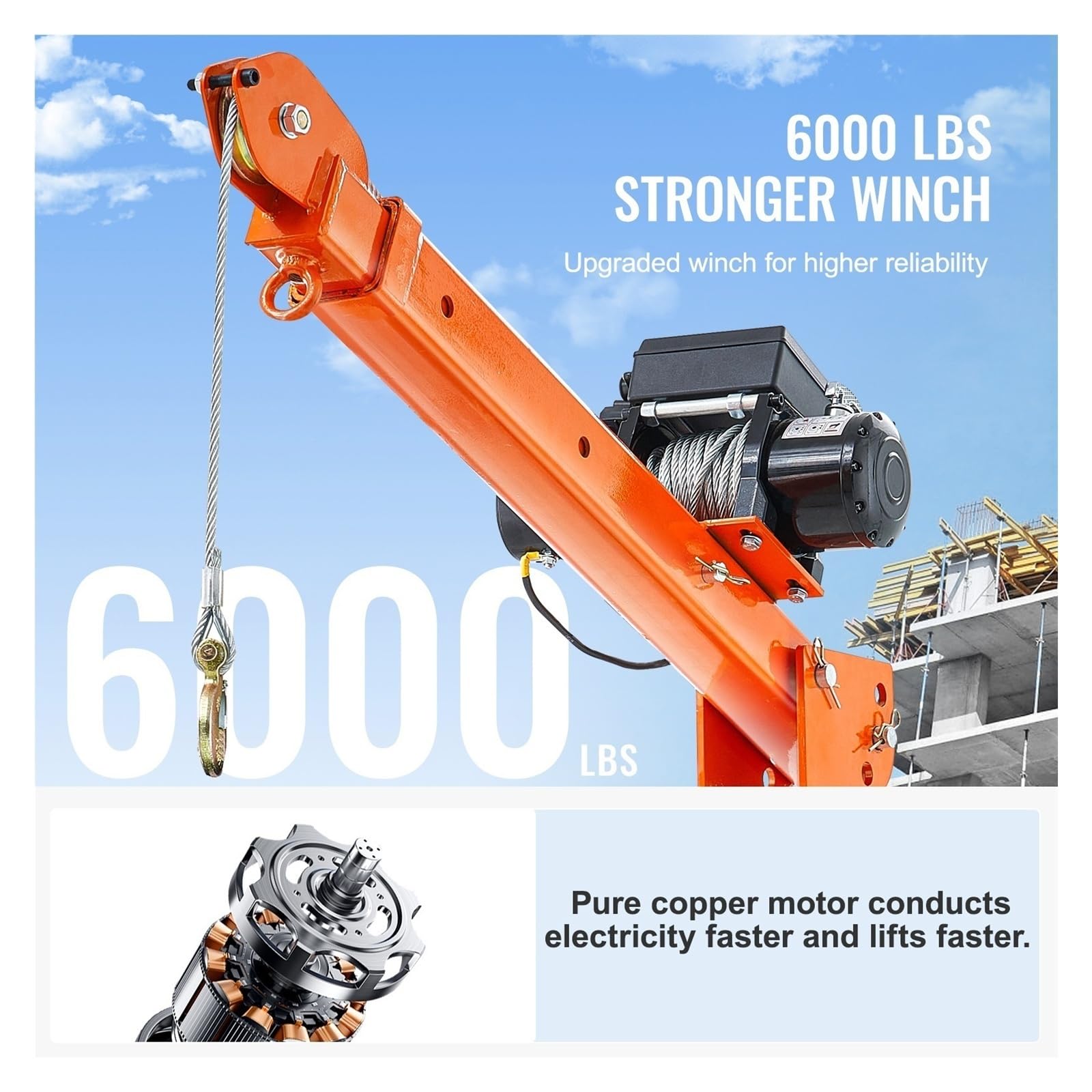 Paranco Elettrico Telecomandato Gru A Braccio Girevole Pieghevole Del Letto Della Gru 360° Della Gru Elettrica Del Camion Della Gru 2200lbs Con L'argano Elettrico Da 6000 Libbre Argani elettrici