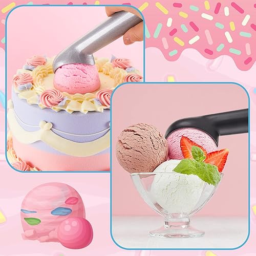 Miniatura 5 de Gejoy Cuchara de helado de 7 pulgadas, antiadherente, anticongelante, cuchara de helado de diseño de aluminio, cuchara de helado para gelatos, yogur
