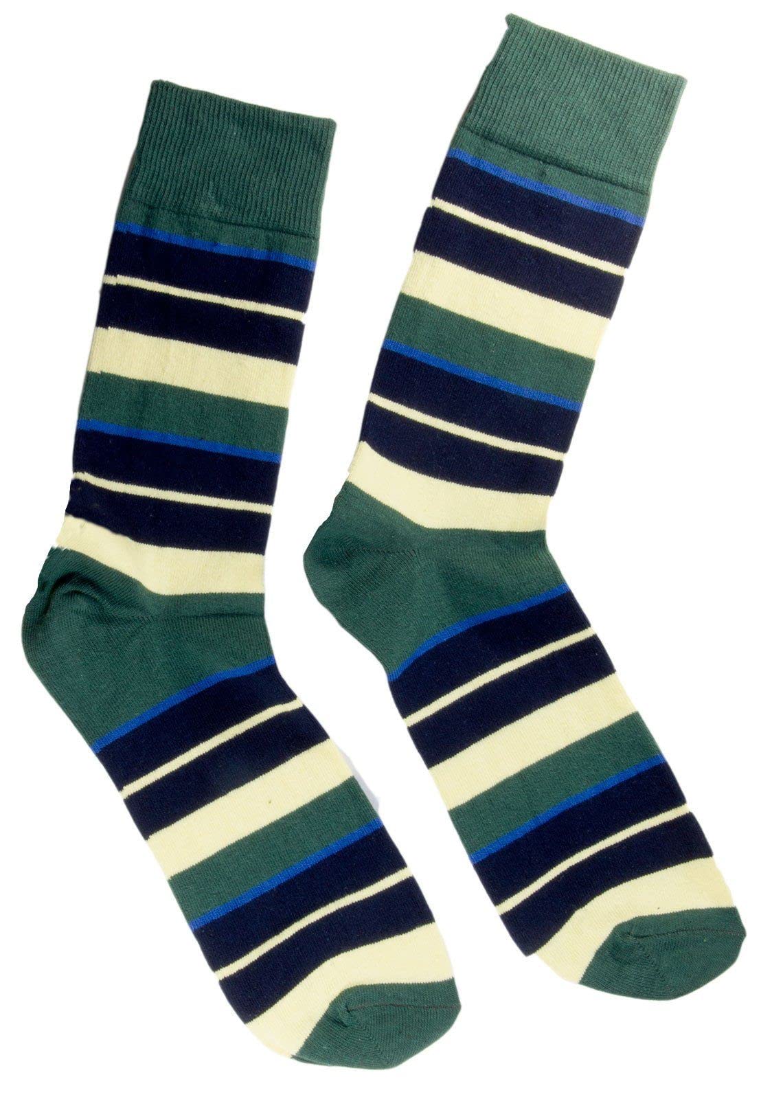 The Regimental Shop Men's Yellow/Blue/Green Queen's Royal Hussars Regital Socks