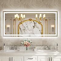 Vista 8 de WTTY LED Bathroom Mirror 32"x32" with Backlit and Front Light,Stepless Dimmable LED Mirror for Bathroom,Anti-Fog Lighted Bathroom Vanity Mirror