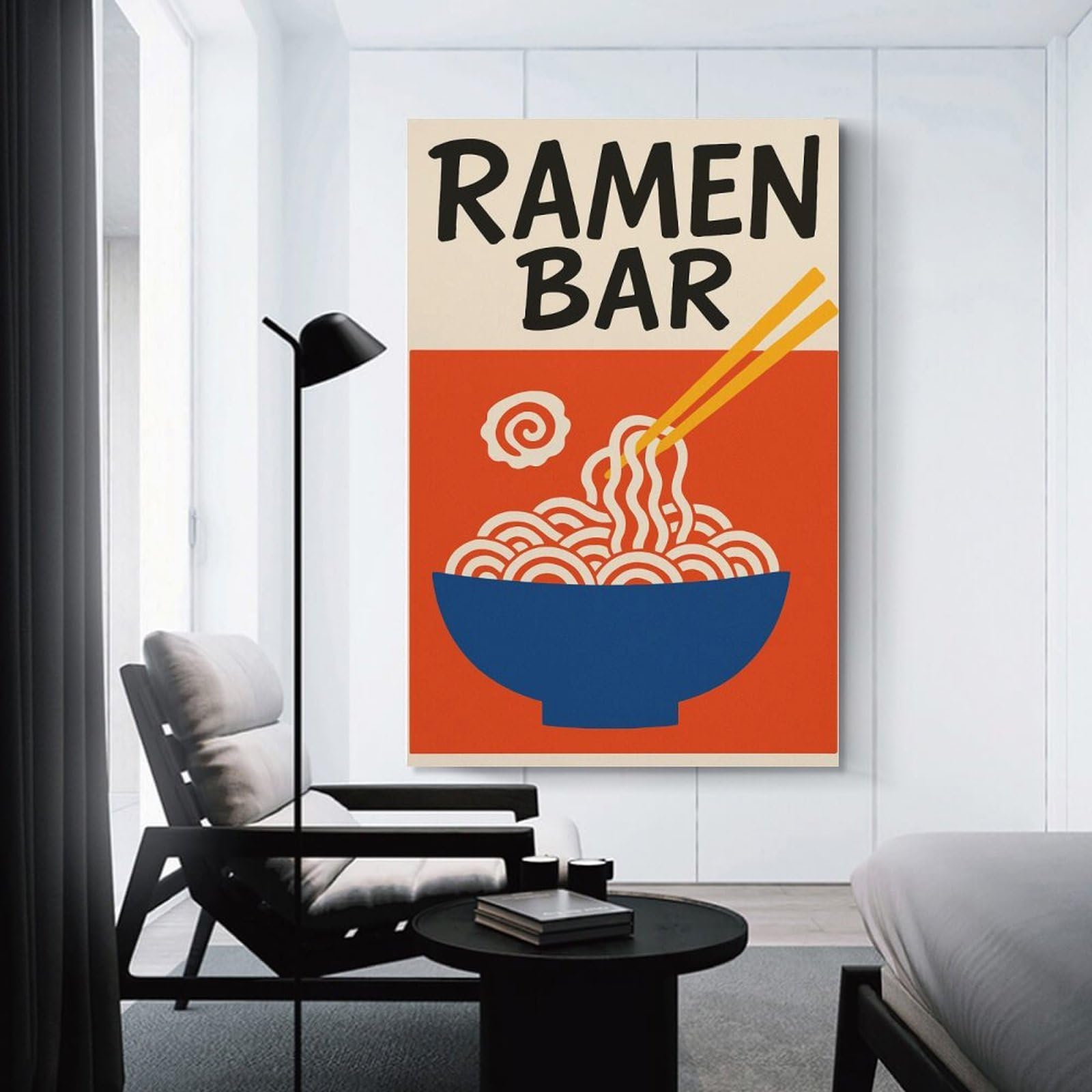 Junmoney Room Decor Wall Art Ramen Bar Illustration, 24x36inch(60x90cm), for Home Lounge, Bedroom Or Reading Nook, Eye Catching Artwork for Blank Walls