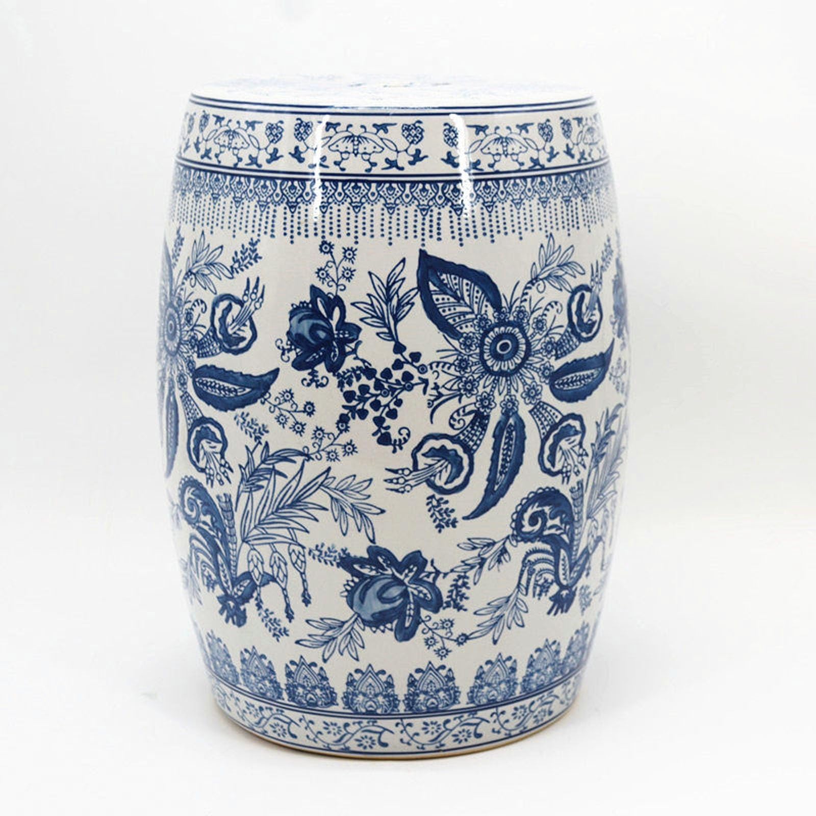 Taburete de jardín de cerámica esmaltada, mesa auxiliar resistente y decorativa