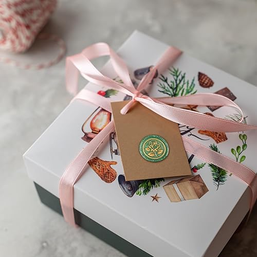 Miniatura 5 de 25 calcomanías de sello de cera dorada y verde, hechas a mano, autoadhesivas, para invitaciones de bodas, sobres, envoltura de regalo, Navidad