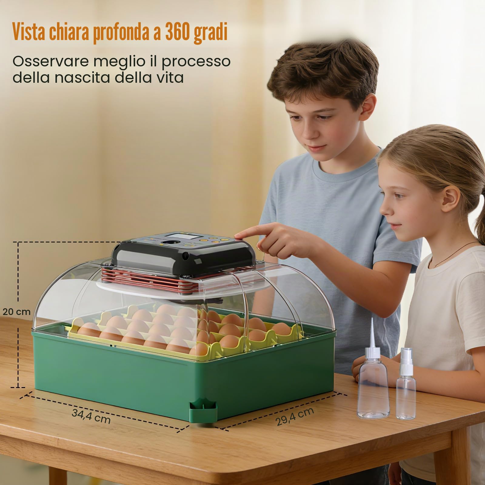 Incubatrice Automatica per 24 Uova con Controllo della Temperatura, Rotazione delle Uova, Sperauova, Incubatrice per Gallina Anatra Quaglie