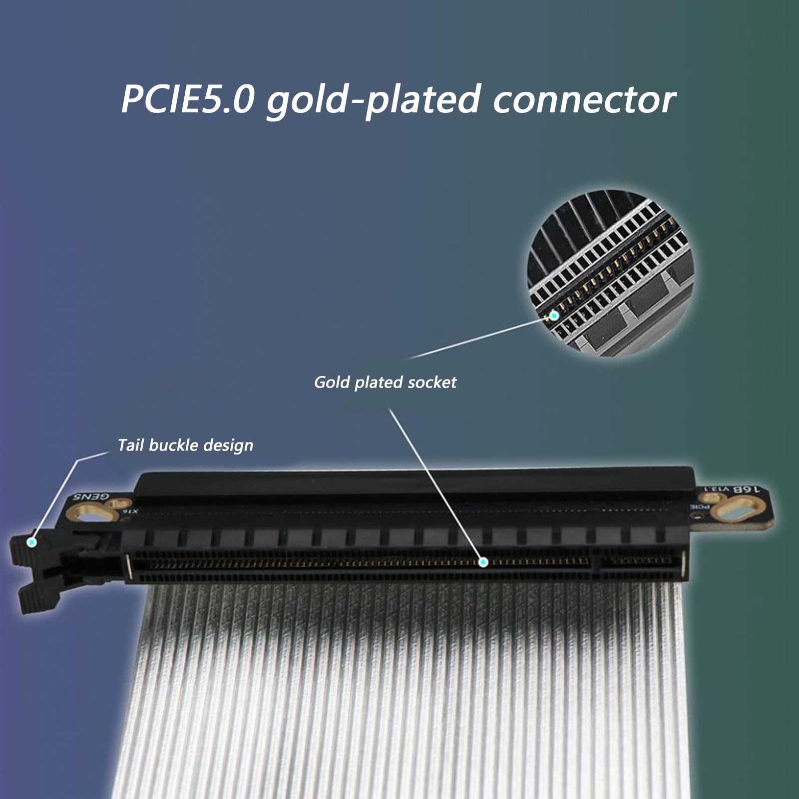 PCIE5.0 X16 przedłużacz do karty graficznej ITX etui PCIE5.0 X16 podwójny odwrotny przedłużacz GPU posrebrzany kabel