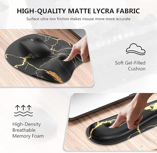 Miniatura 4 de Anyshock Alfombrilla de escritorio, alfombrilla de mouse para juegos con reposamuñecas, reposamuñecas para teclado, almohadilla de escritorio