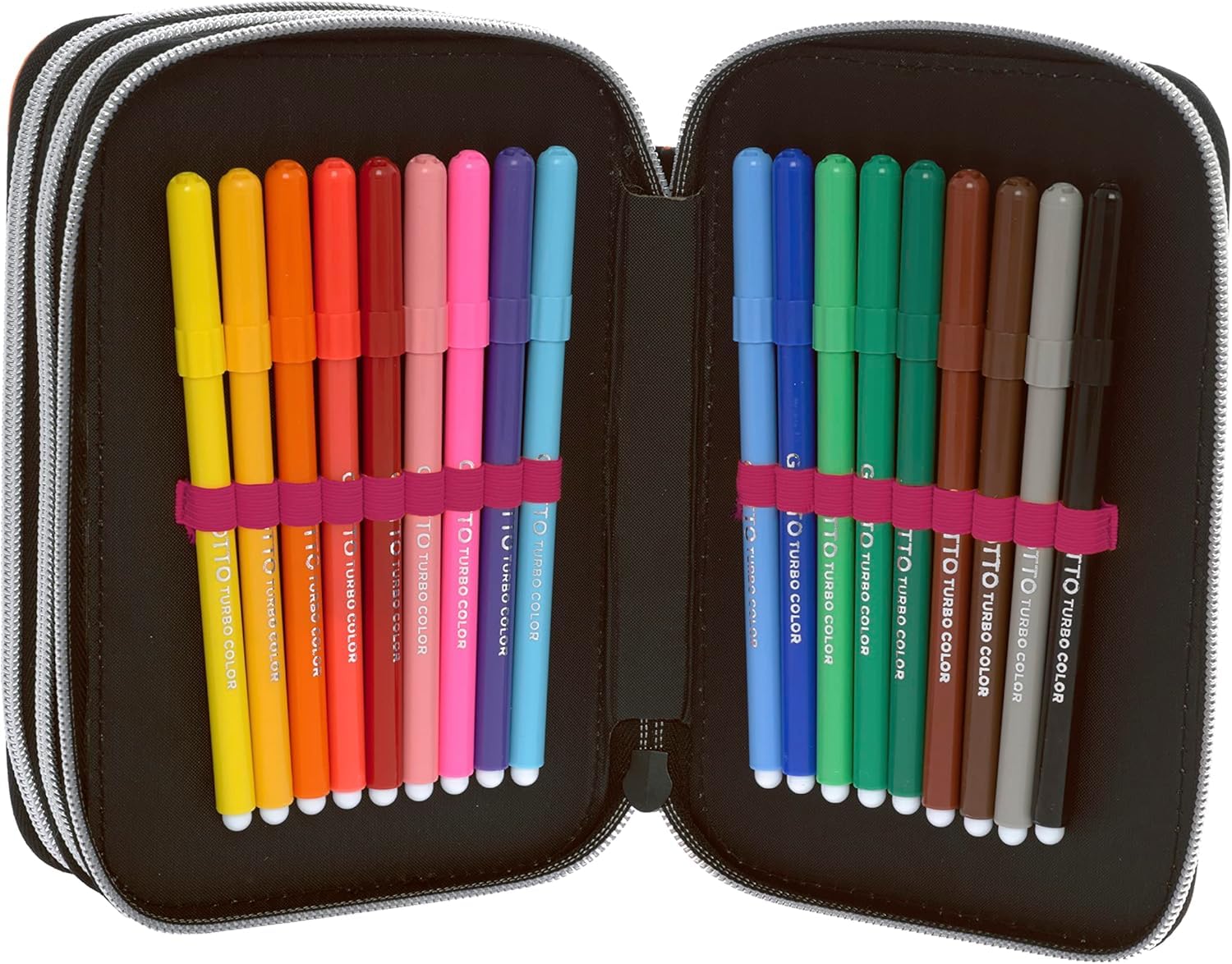 PRESTIGE & DELUXE Zaino Scuola tondo Lyon WGF per bambine ragazze scuola primaria - 2 Scomparti zip + astuccio 3 piani completo + Omaggio 7 Penne Scatto cancellabili e Portachiave paillettes