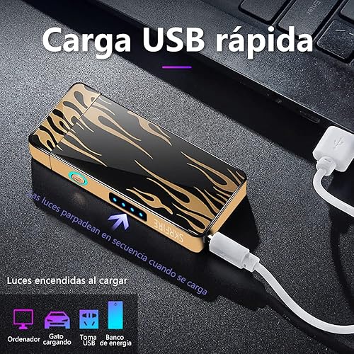 Miniatura 4 de SKRFIRE Encendedor eléctrico recargable, encendedor de arco de plasma, para exteriores, resistente al viento, sin llama, encendedor fresco para