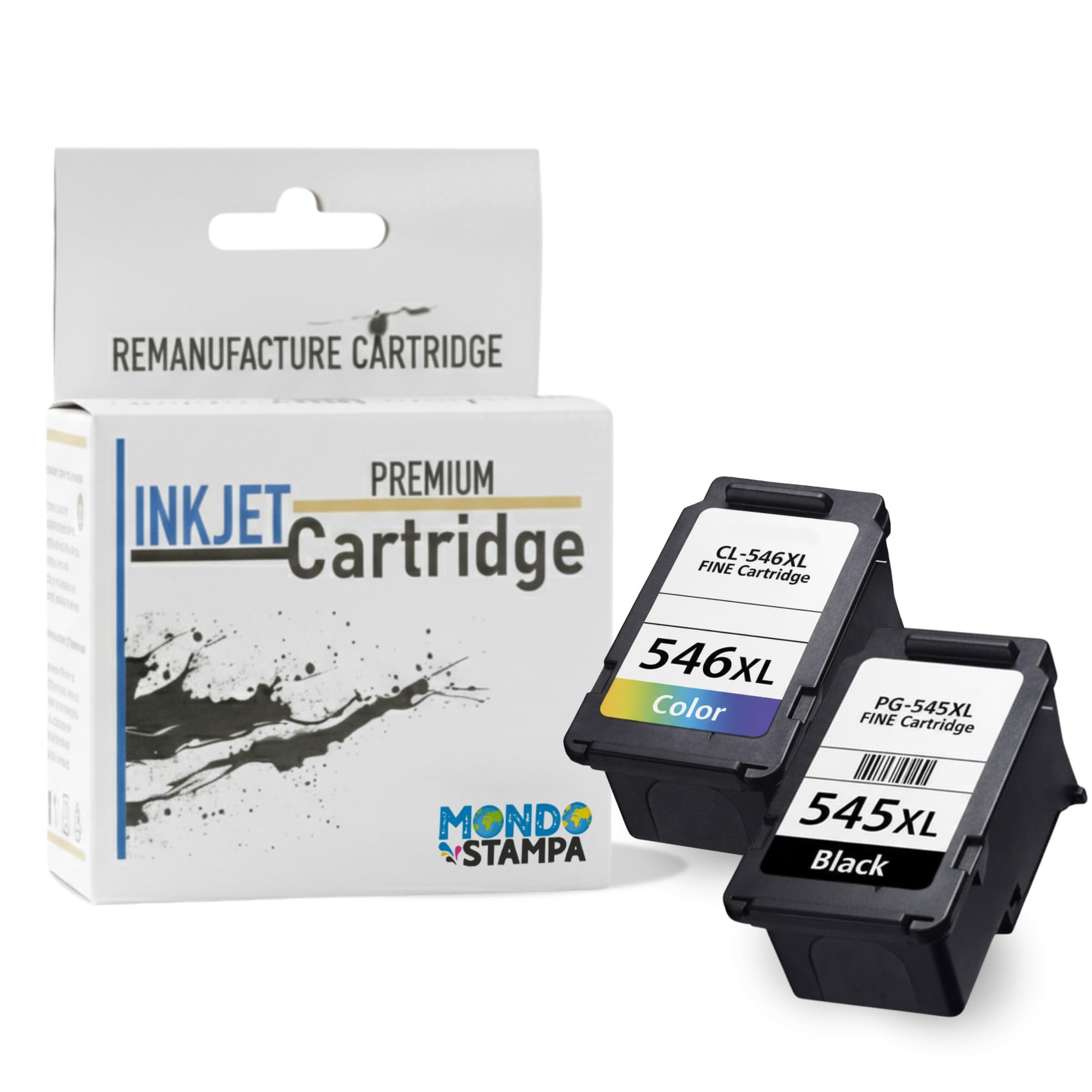 KIT 2 Cartucce RIGENERATE [545XL + 546XL] Alta Capacità Nero/Colore COMPATIBILE per Canon Pixma TS3350 TS3150 MG3050 MG2550S MG2950 TR4550 TR4551 TR4650 MX495 TS3355
