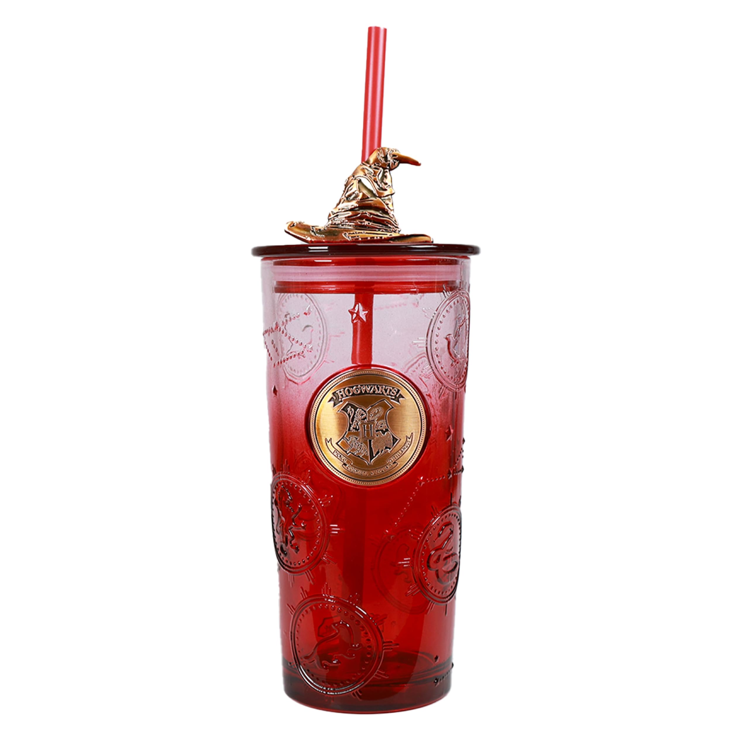 Harry Potter Glass Tumbler Cup Gift for Fans, Sorting Hat Straw, 450 ml