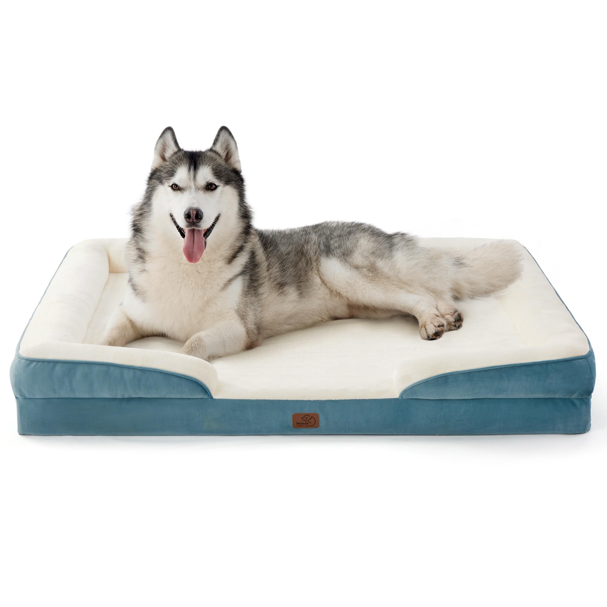 Bedsure XXL Orthopedic Dog Bed for Extra Large Dogs - Washable Giant Dog Cat Bed Waterproof, Comfort Dogs Couch Sofa with Washable Removable Cover, Pet Bed with Nonskid Bottom, Dune Haze Blue, 52"