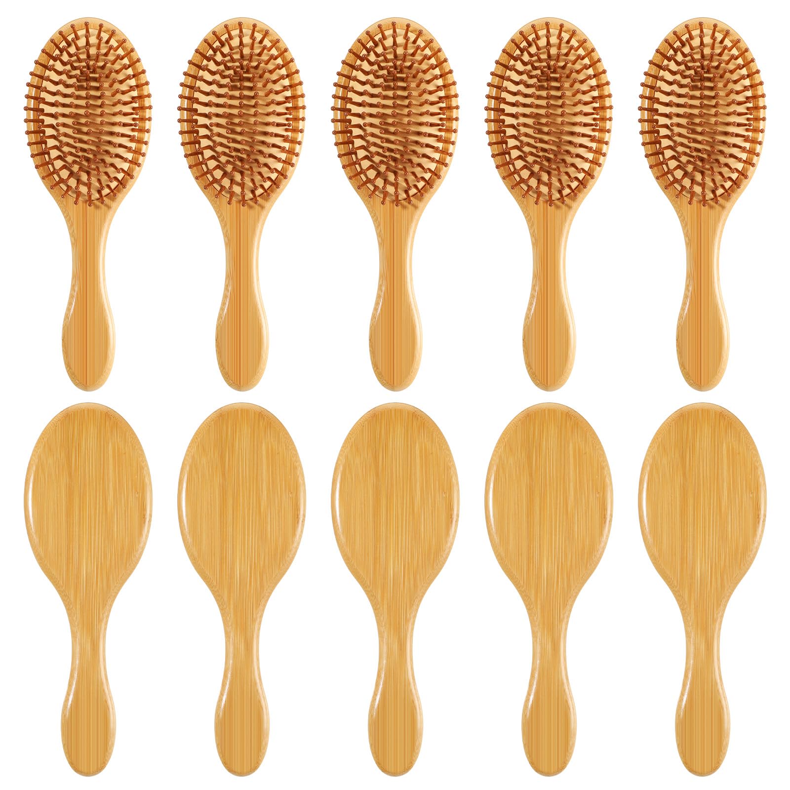 10-Piece Bamboo Hair Brush Set with Ball-Tipped Bristles