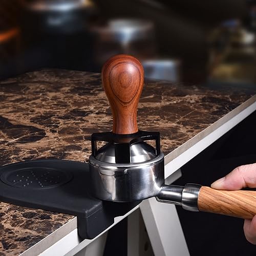 Miniatura 6 de Manipulación calibrada espresso de 2.303 in, manipulación de café calibrada con pavimento con ajustador de profundidad, base plana de acero