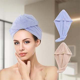2 toallas de microfibra para el cabello, turbantes para la cabeza, toallas de secado para el cabello rizado, antiencrespam...