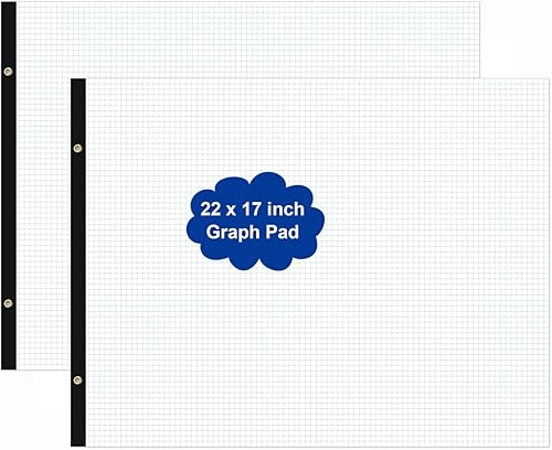 Paquete de 2 hojas de papel cuadriculado grande de ingeniería, papel cuadriculado de 22 x 17 pulgadas, 100 hojas200 páginas, bloc de cuadrícula de 4