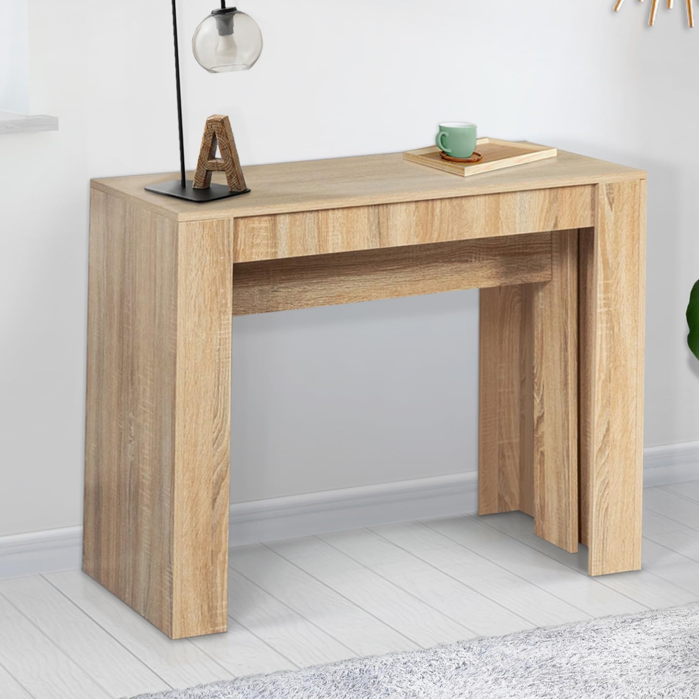 IDMarket Consolle Allungabile ORLANDO Effetto Faggio – 10 Posti, Da 90 A 235 Cm, Multiuso E Salvaspazio
