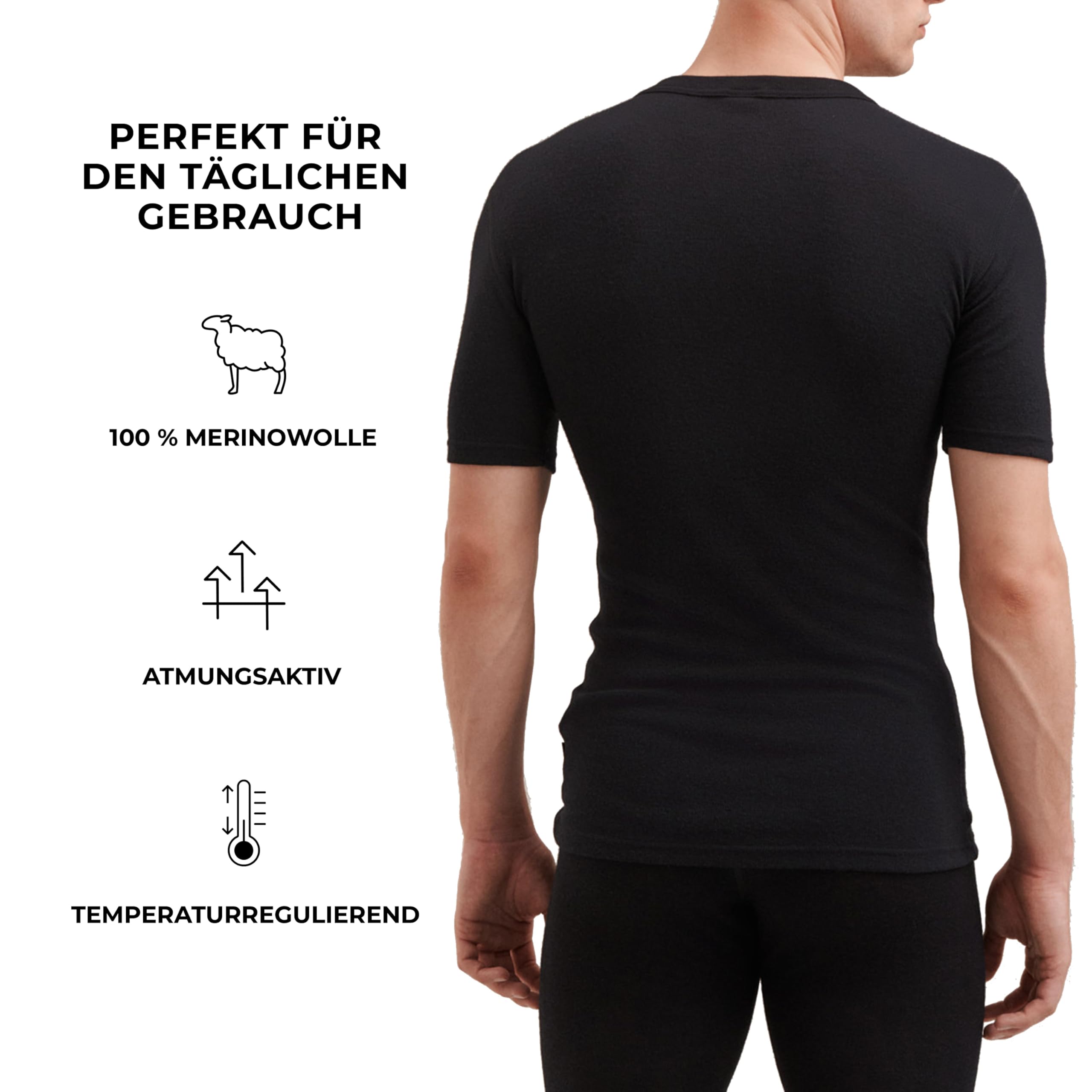 DILLING Merino Halbarmshirt für Herren - Bio Merinowolle