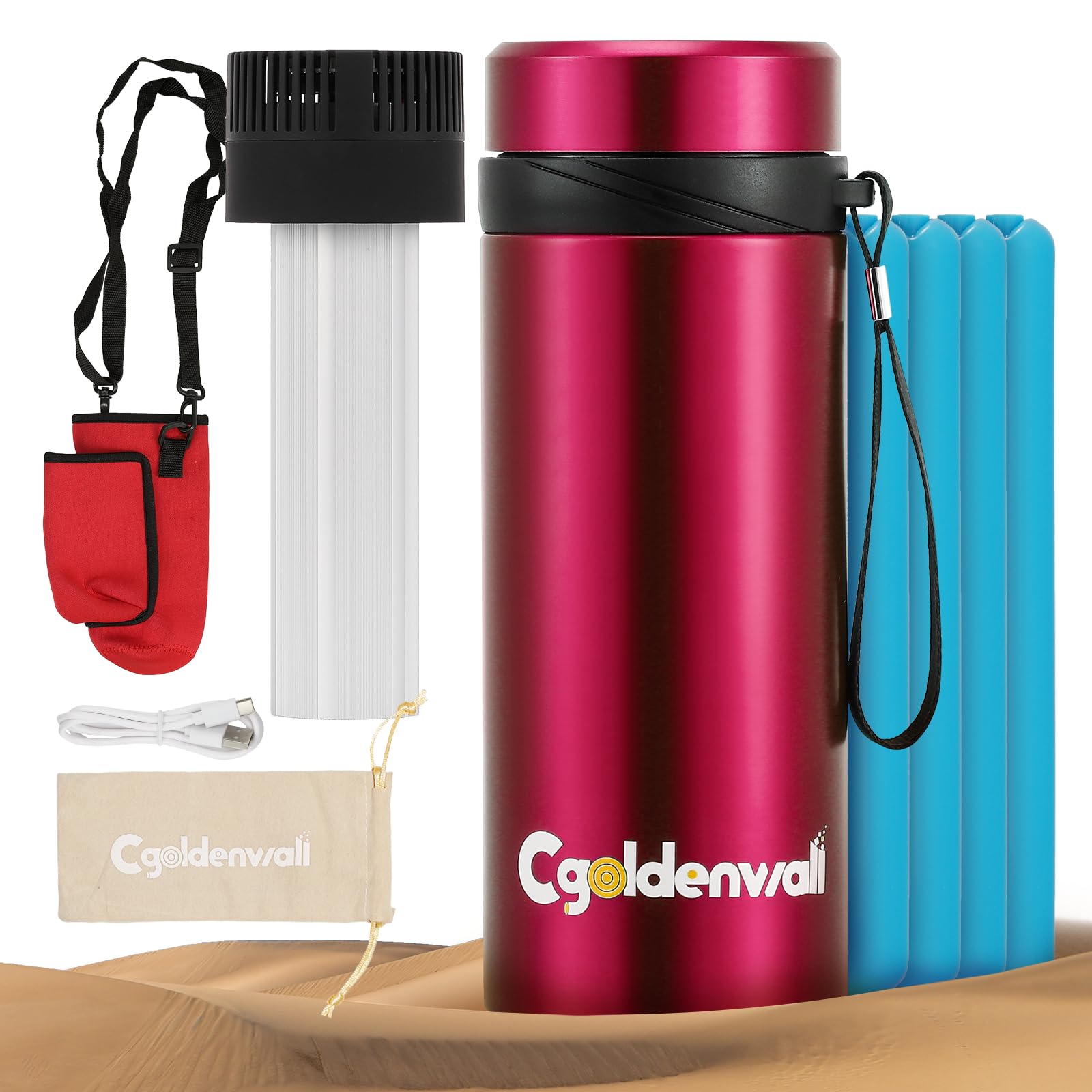 CGOLDENWALL Insulinkühler Reiseetui 40H mit Digitalanzeige, 2-8°C USB-Steckkühlung & 4 Gel-Kühlakkus, TSA-zugelassener tragbarer Medizinkühler für Diabetiker-Stifte, Epipen
