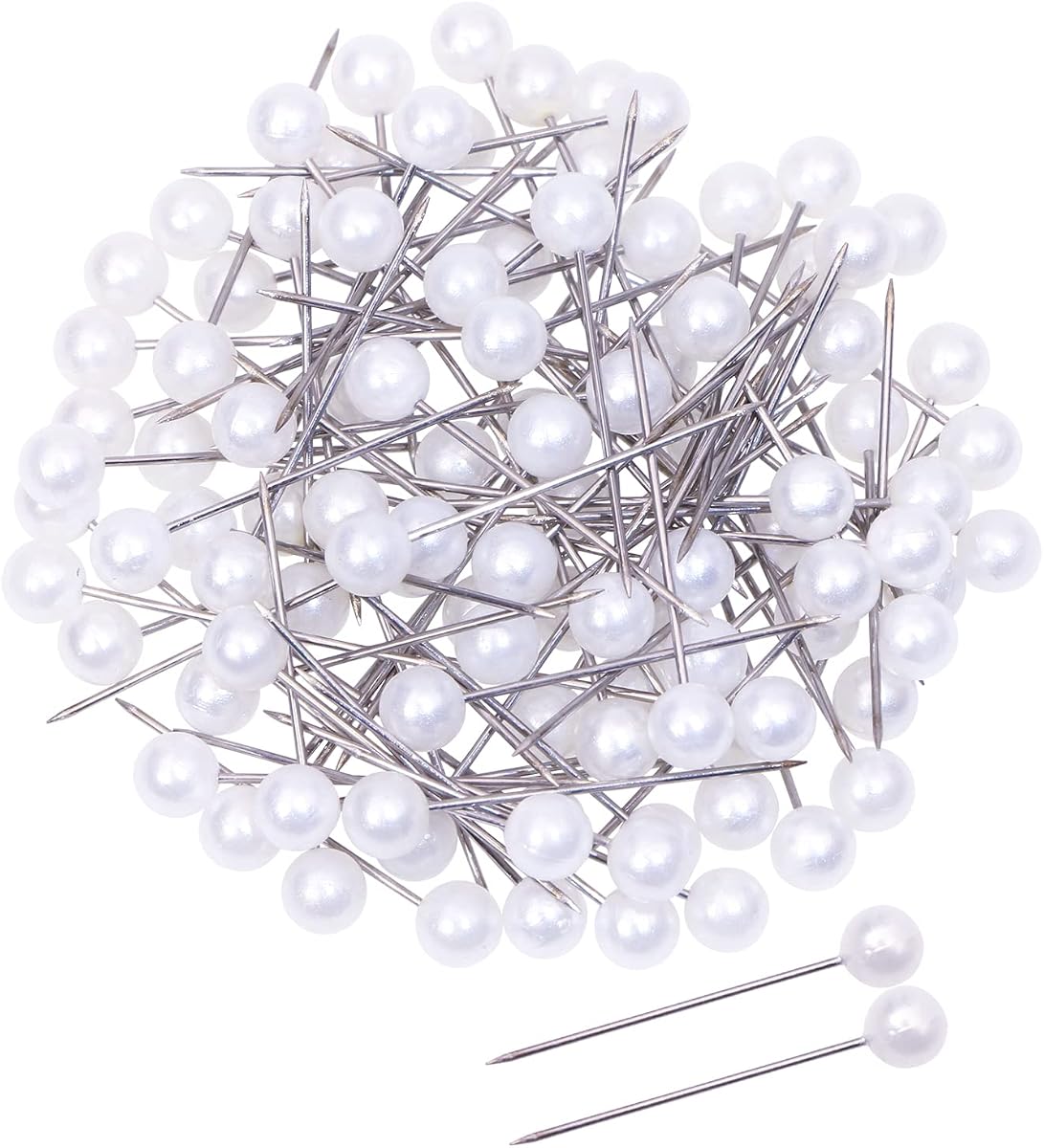 Tupalizy 100PCS Sewing Pins for Fabric Straight Pins with Faux Pearl Heads for Quilting Sewing Knitting Crochet DIY Art Craft Projects Christmas Ornaments Jewelry Wedding Decorations, White, 1Inch