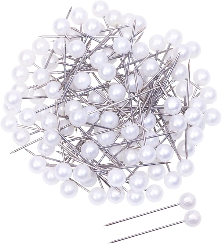 Tupalizy 100PCS Sewing Pins for Fabric Straight Pins with Faux Pearl Heads for Quilting Sewing Knitting Crochet DIY Art Craft Projects Christmas Ornaments Jewelry Wedding Decorations, White, 1Inch