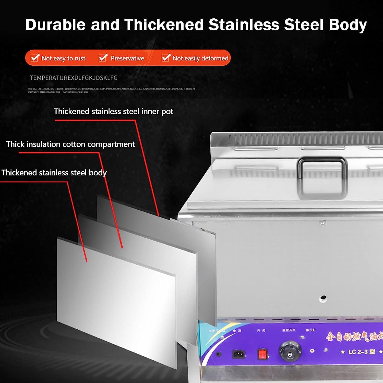 Deep Fat Fryer, Stainless Steel LPG Fryer, Stainless Steel Fat Fryer with Removable Basket, Manual Adjustment Temperature for Commercial Restaurant Home Kitchen Equipment,Style1
