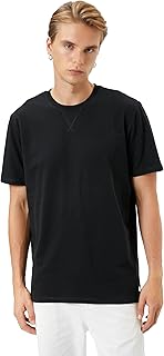 KOTON mens Seam Detail Crew Neck Cotton Short Sleeve Basic T-Shirt T-Shirt (pack of 1)