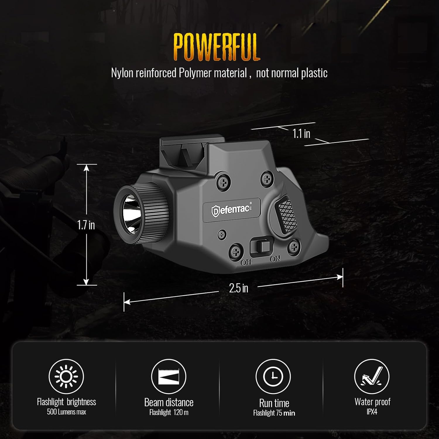 DEFENTAC 500 Lumens Pistol Light is Exclusive Compatible with P365/ X/XL (Not for Macro), Momentary and Strobe