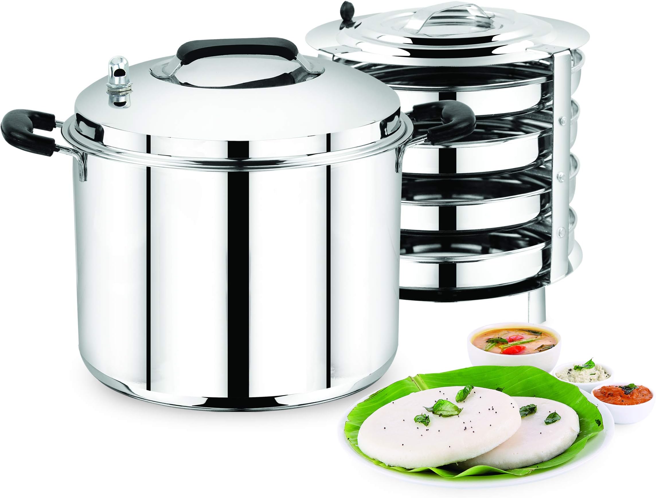 SREERAM Thatte IDLY Cooker/Maker with 4 Plates Thattu idly Stand/Stainless Steel/Induction Compatible
