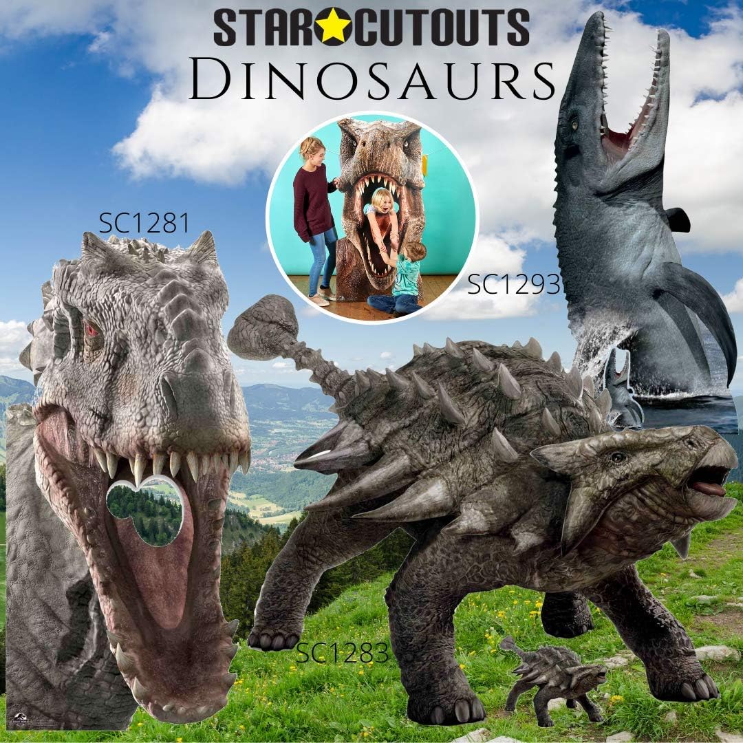 STAR CUTOUTS Triceratops and Dinosaur Child Stand-in Cut Out, Cardboard, Multi-Colour, 131 x 95 x 131 cm