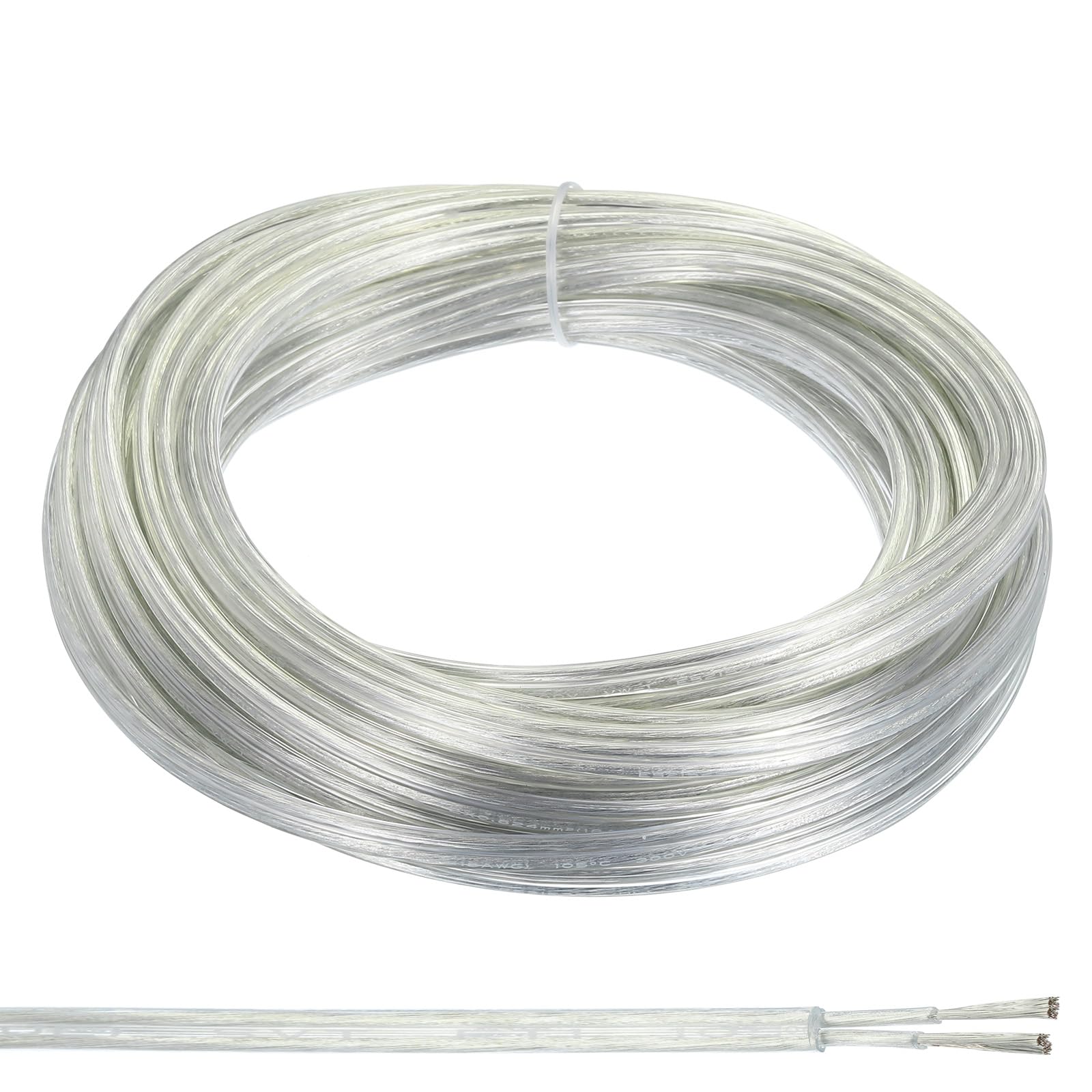 PATIKIL 33Ft 18/2 PVC Covered Wire, 300V SVT Round Lamp Cord Insulated Heat Resistant Electronical Flexible Cable for LED Lamp Wire Audio Cable