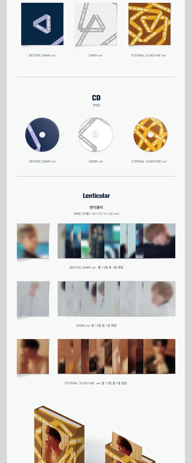 SEVENTEEN YOU MADE MY DAWN 6th Mini Reissue Album ETERNAL SUNSHINE Version CD+96p PhotoBook+16p Lyrics+1p Lenticular Card+2p PhotoCard+1p Behind The Scene Card+1ea Sticker+Tracking Sealed SVT