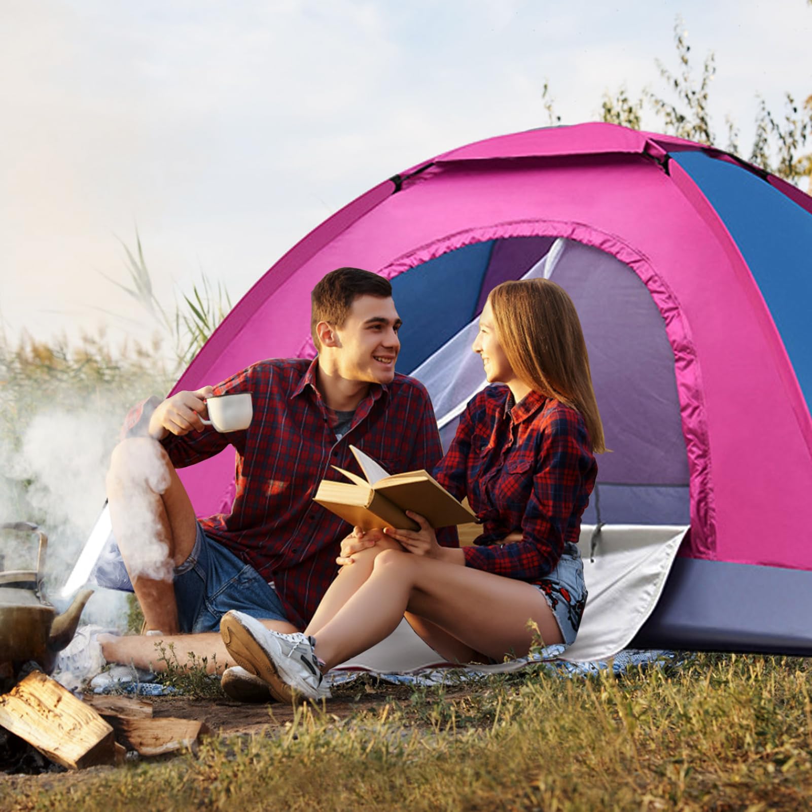 Tenda da campeggio ultraleggera, tessuto Oxford 210D, impermeabile, con borsa per il trasporto, impermeabile e facile da installare per viaggi e escursioni