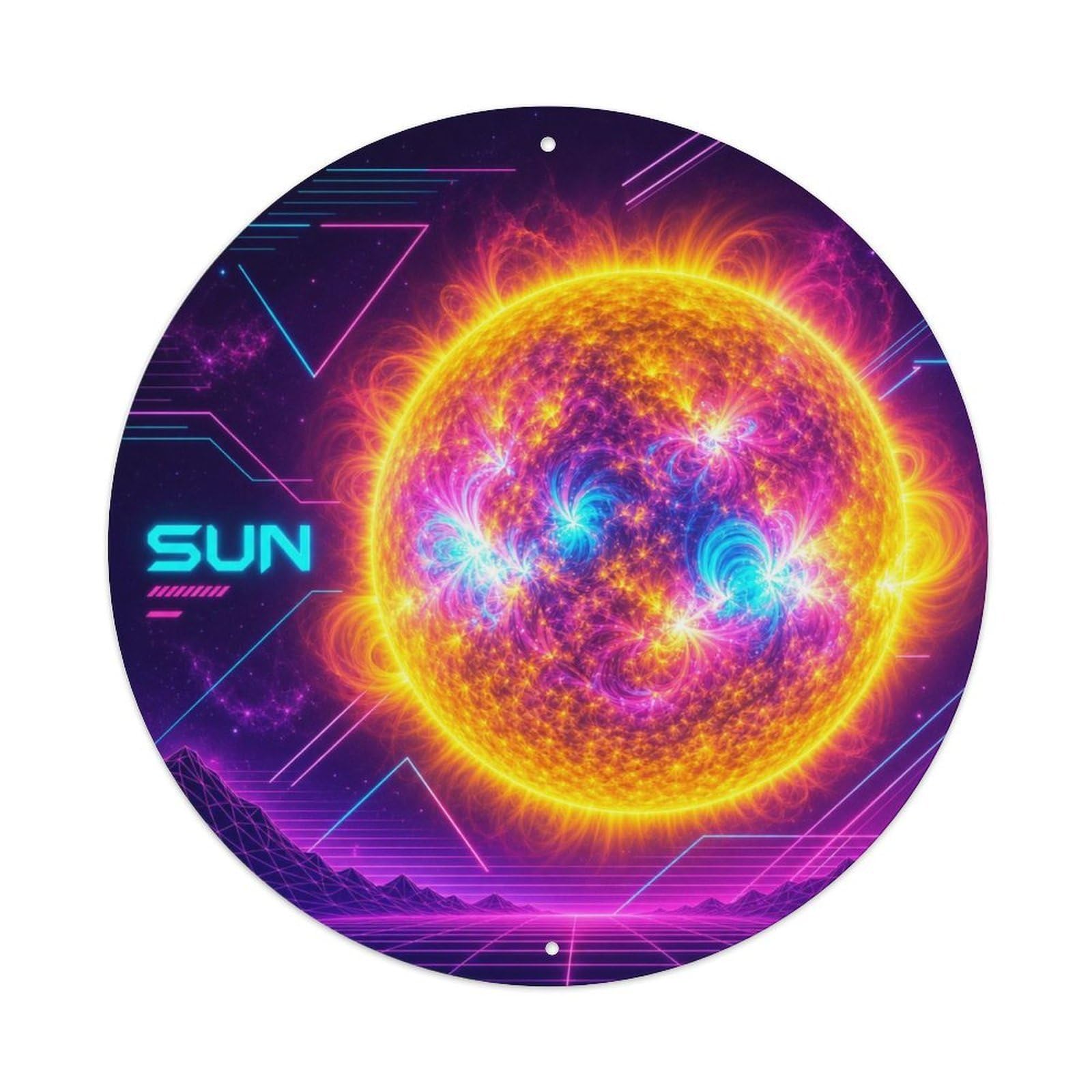 Starscape Vintage Space Sun Solar Orbit Celestial Metal Tin Sign Plaque Wall Decor for Cafe, Man Cave, Club Bar, Office, Home Garden Round Metal Poster 8x8Inch