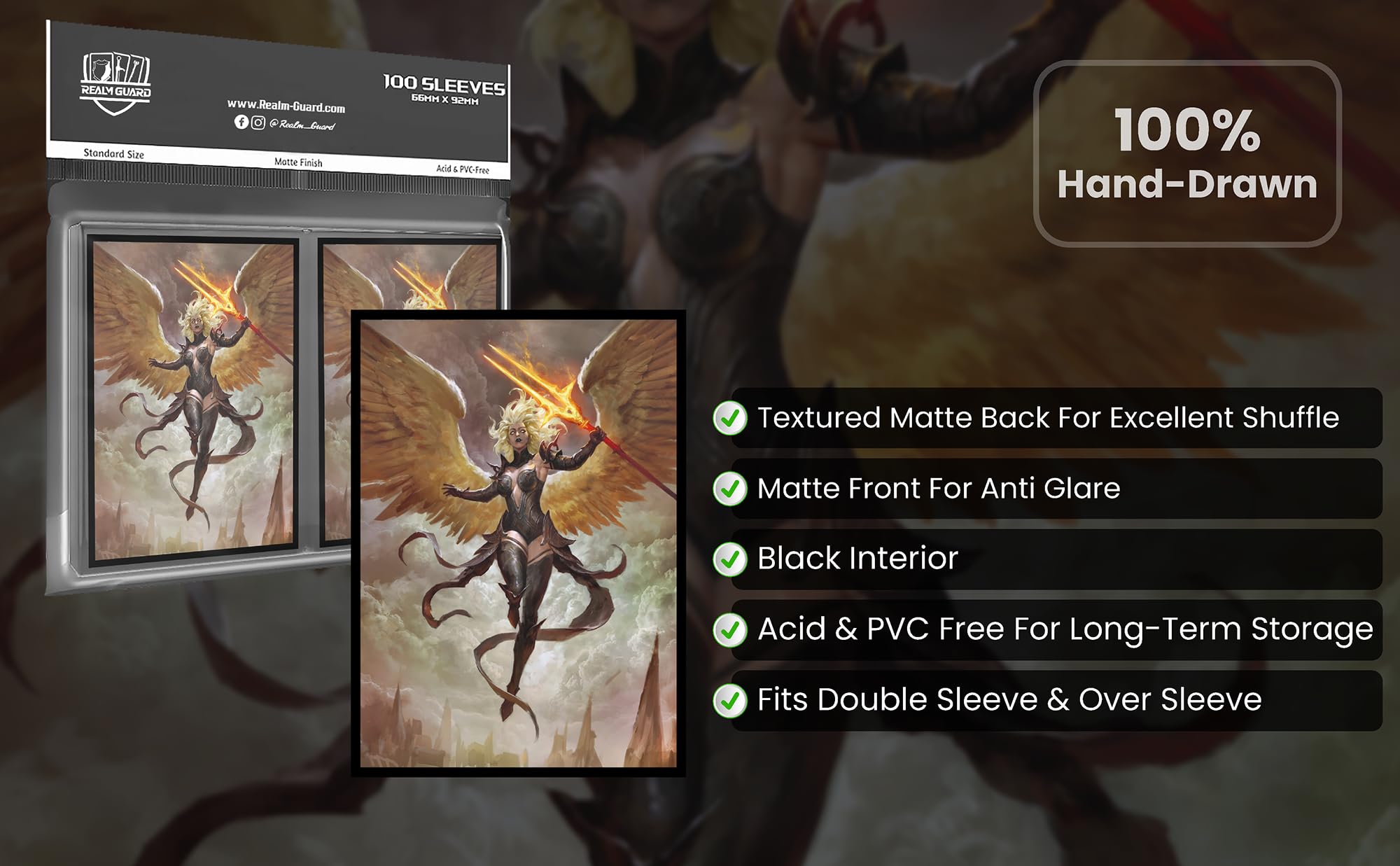 100ct Matte TCG/MTG Card Art Sleeves (Angel) - 5