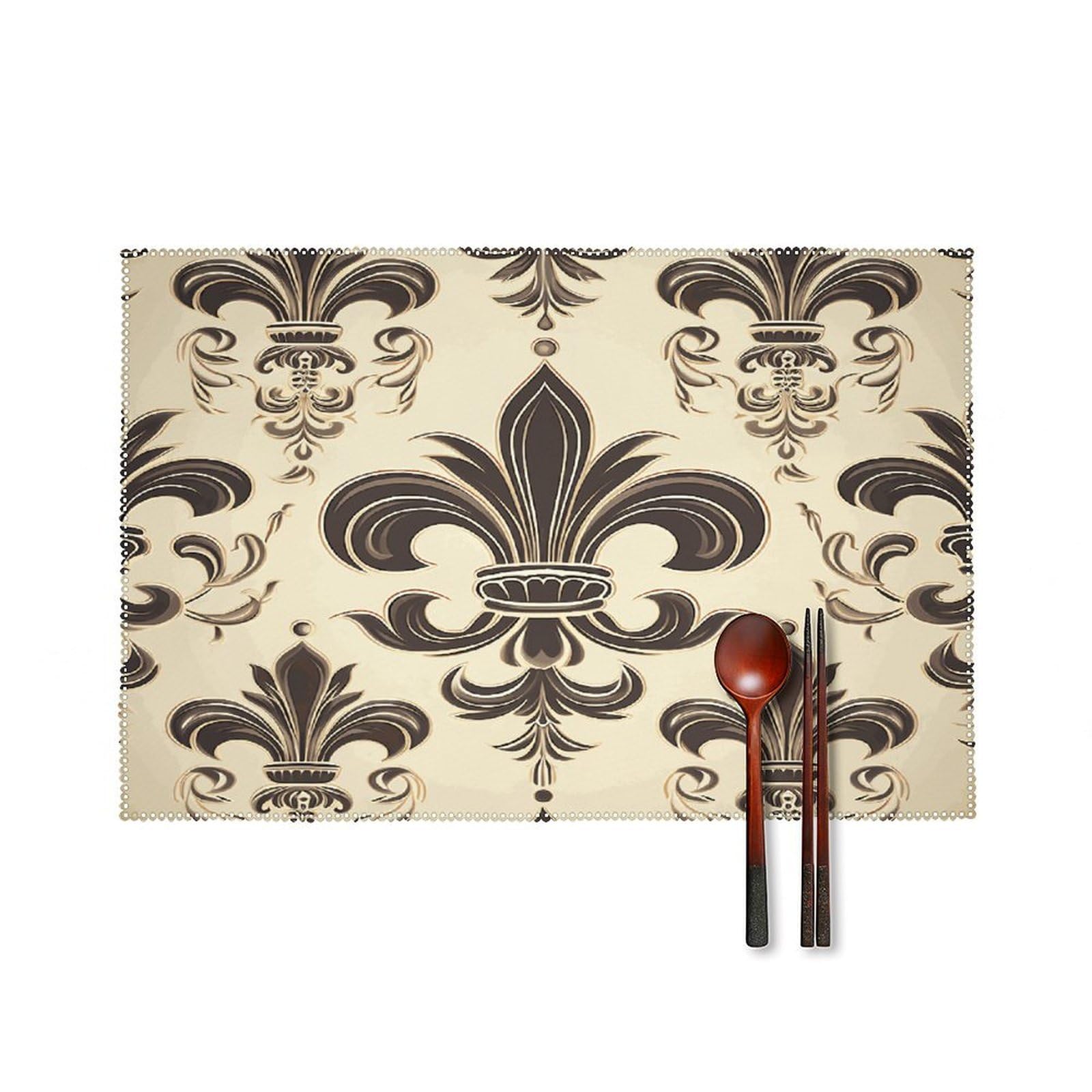 Fodpand Style Fleur-De-Lis And Coat Arms Knight Placemats Set Of 4 Place Mats Table Mats